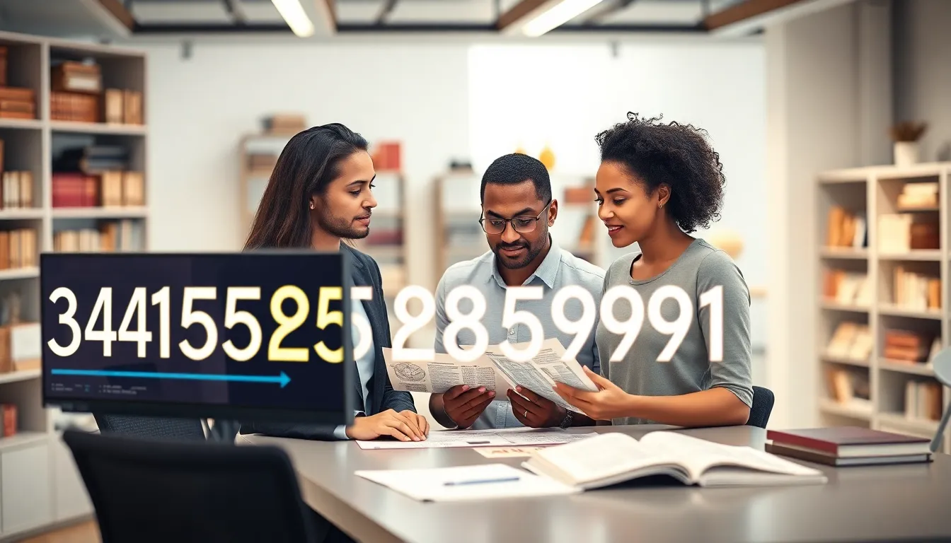 diverse professionals discussing the significance of the number 3415285991.